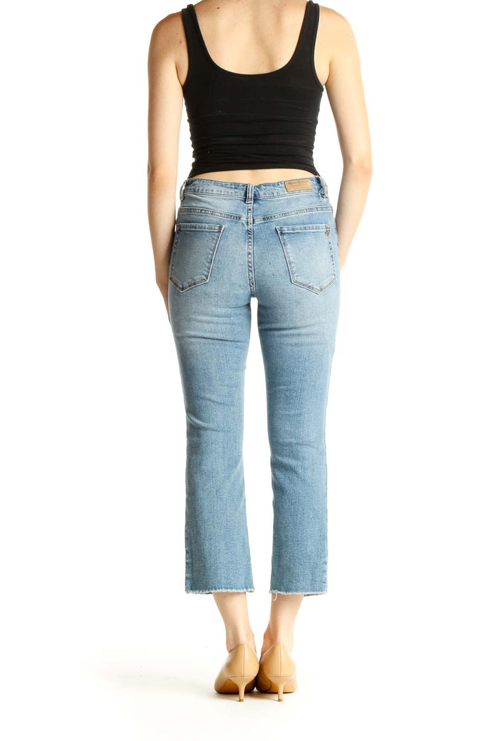 Blue Cropped Straight Leg Jeans