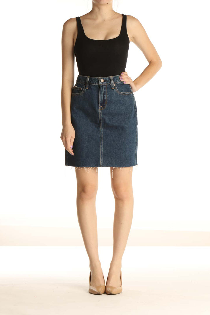 Blue Denim Chic Pencil Skirt