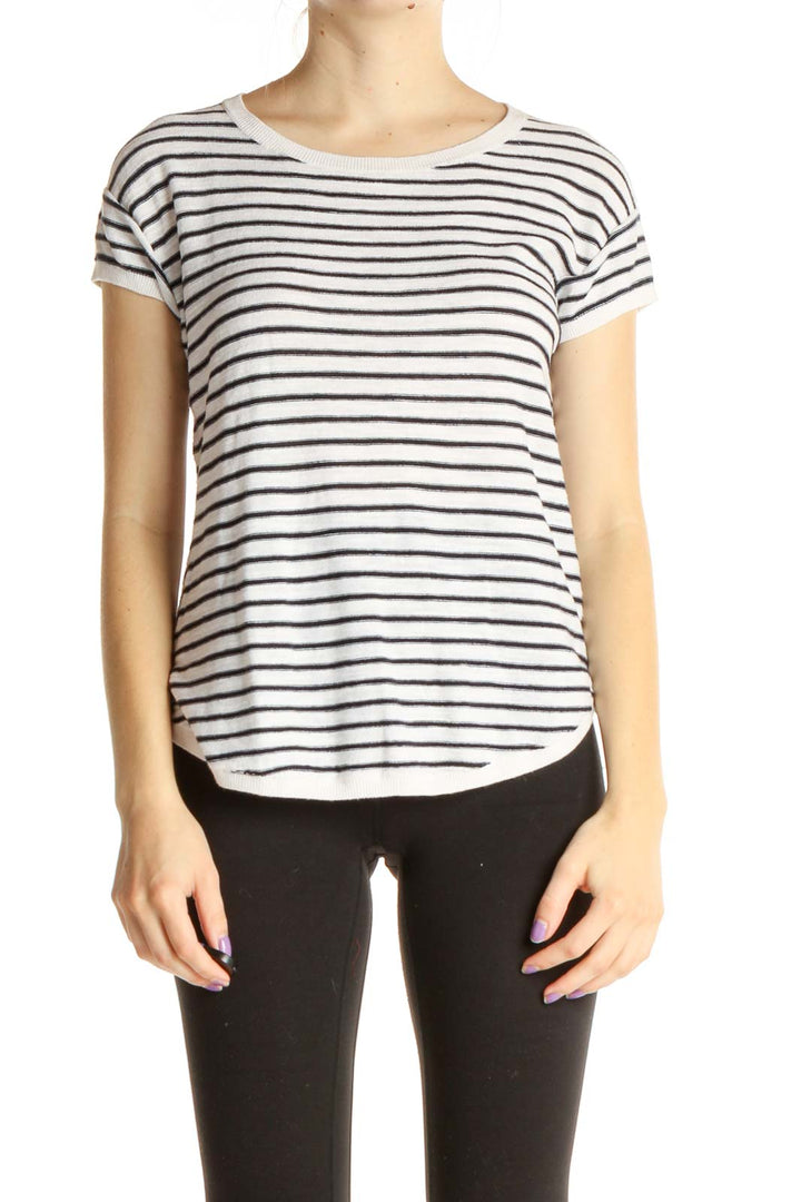 White Striped All Day Wear T-Shirt