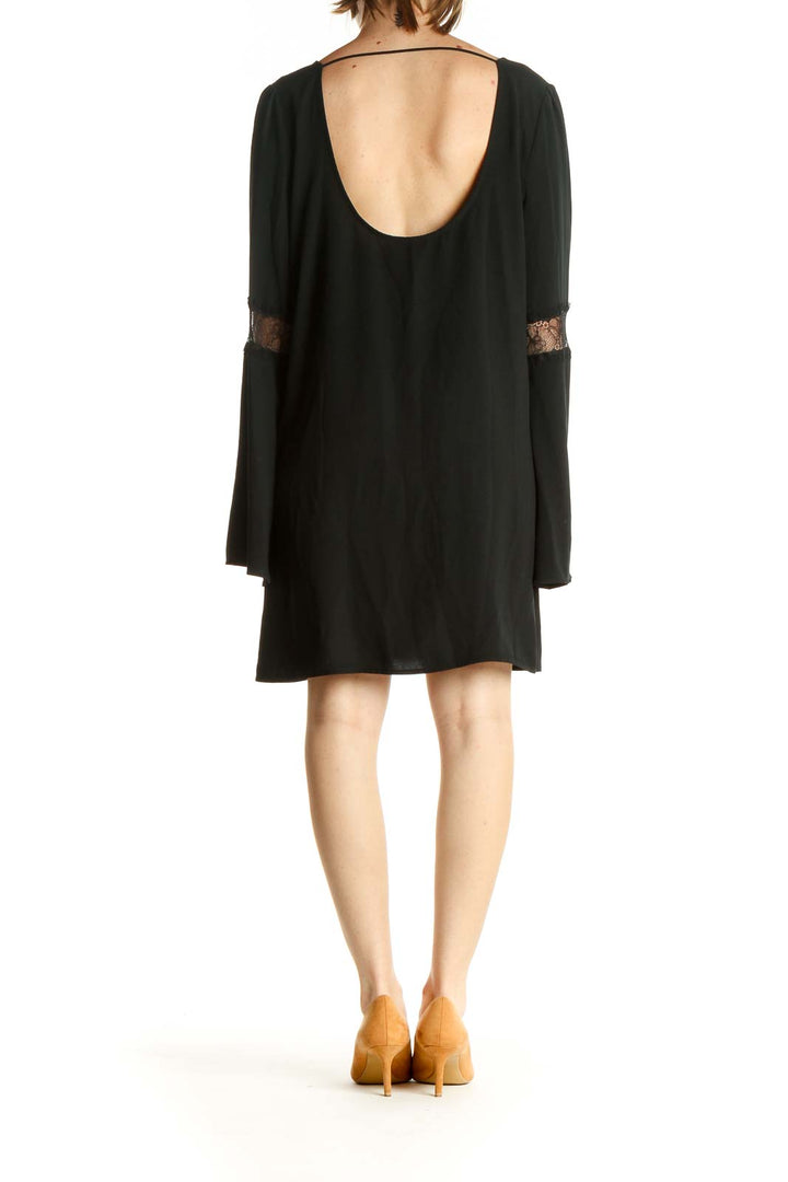 Black Solid Day Shift Dress