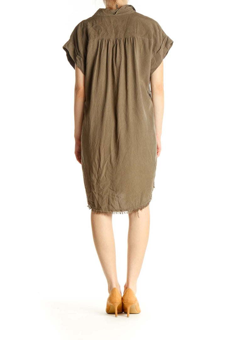 Brown Solid Day Shift Dress