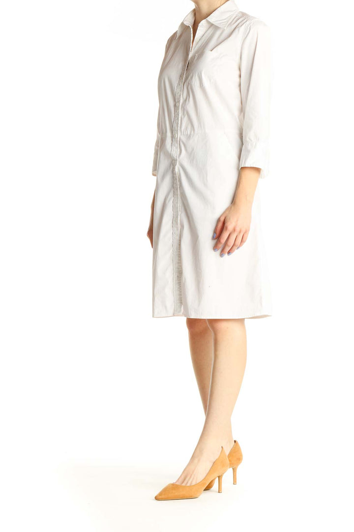 White Solid Day Sheath Dress