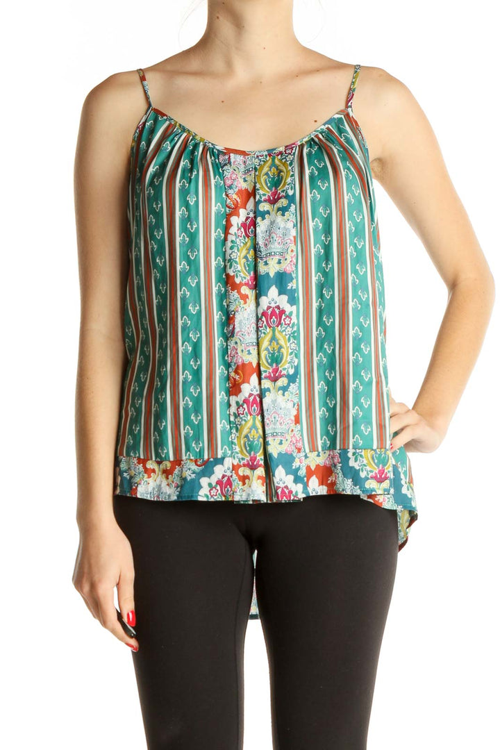 Green Striped Bohemian Top