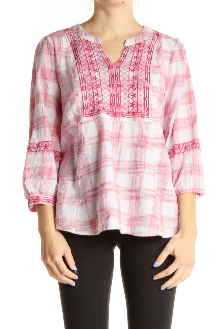 Pink Checkered All Day Wear Blouse