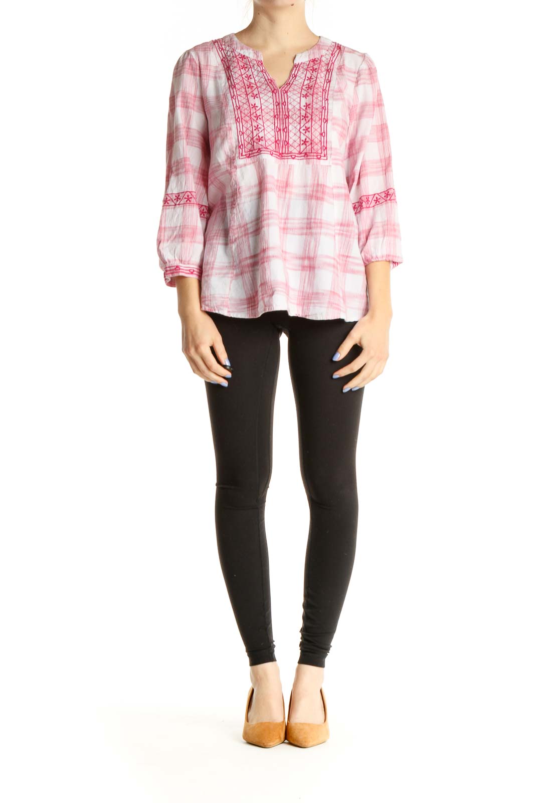 Pink Checkered All Day Wear Blouse