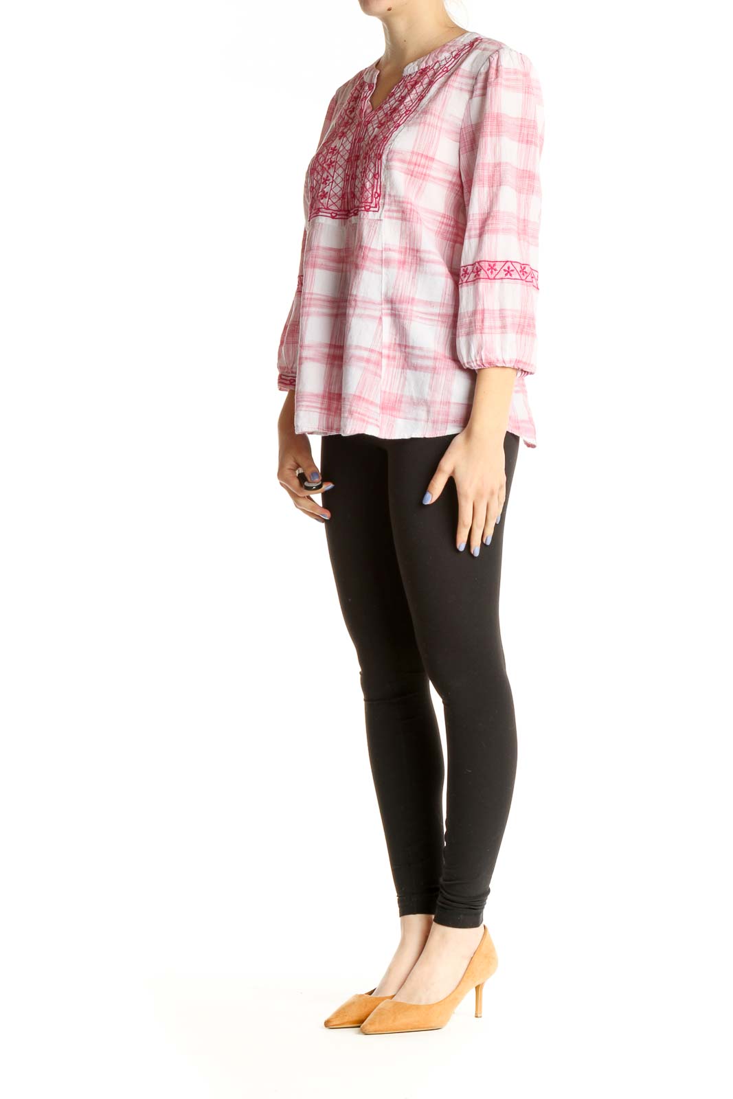 Pink Checkered All Day Wear Blouse