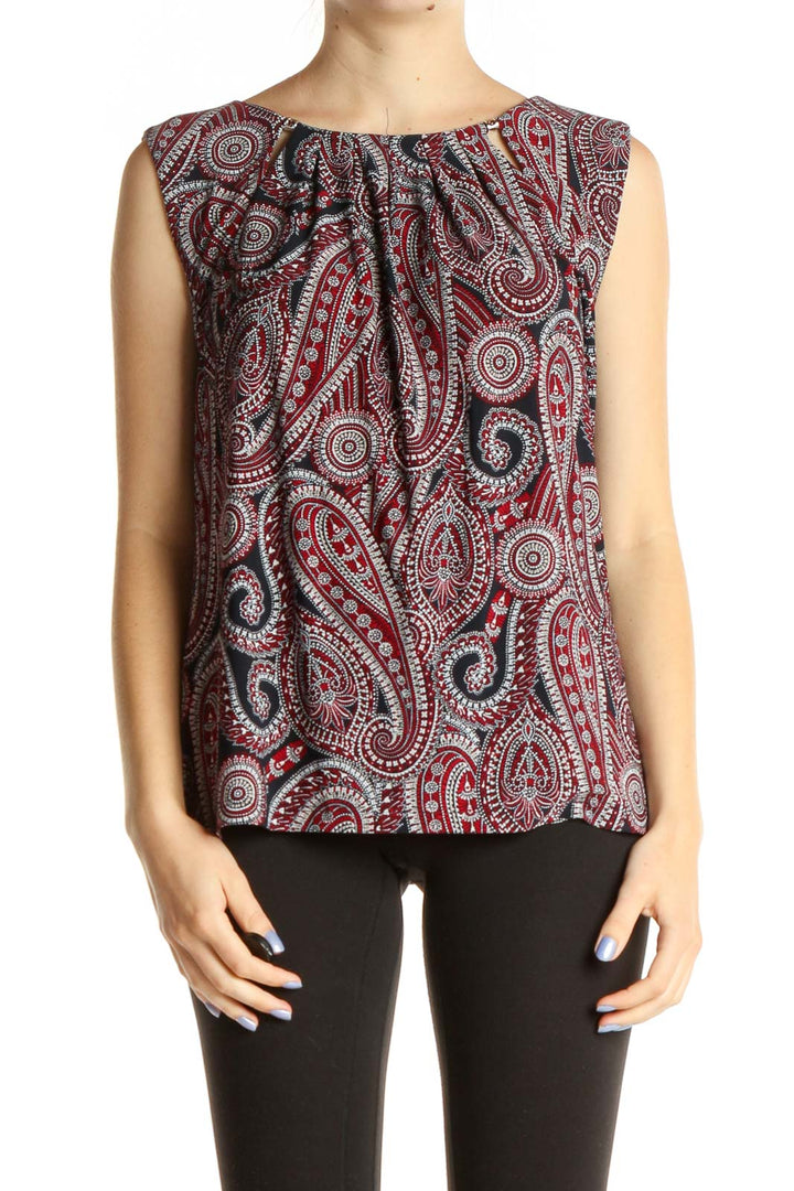 Red Paisley Bohemian Blouse