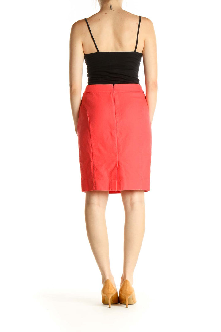 Pink Solid Classic Pencil Skirt