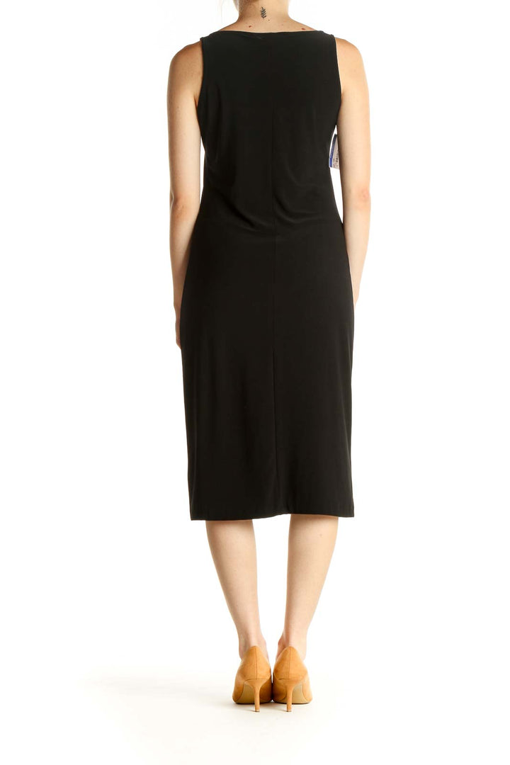 Black Solid Classic Sheath Dress