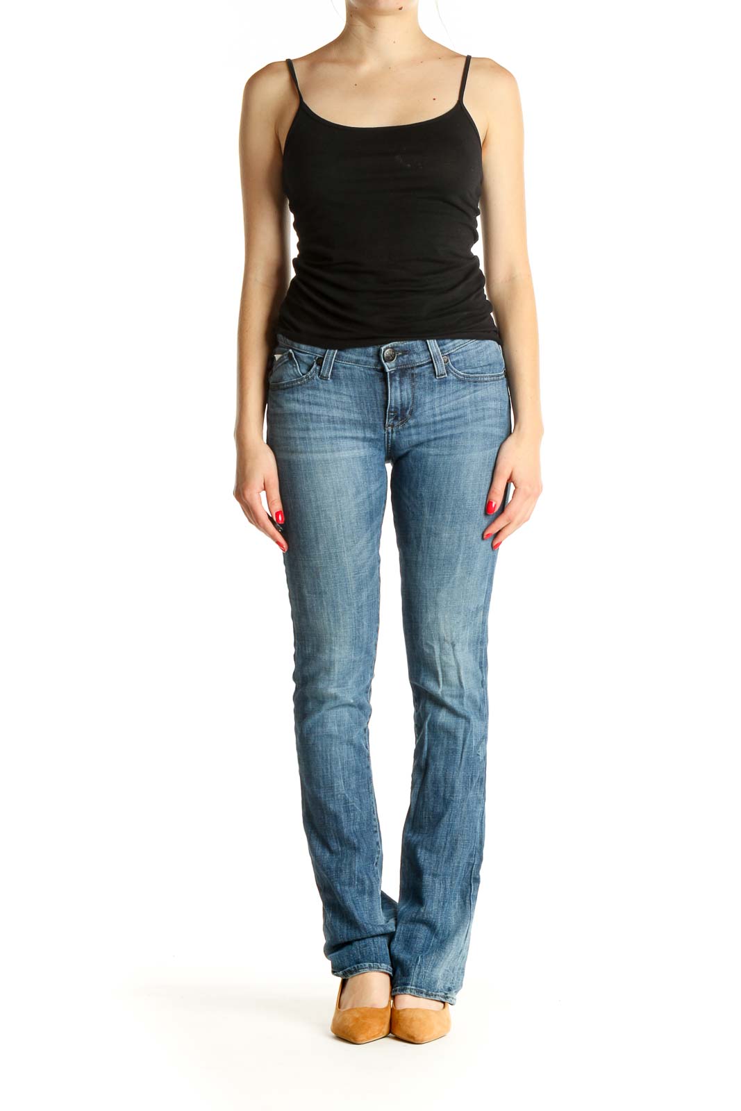 Blue Straight Leg Jeans