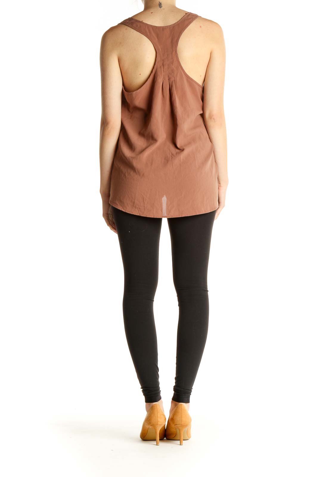 Brown Solid Tank Top