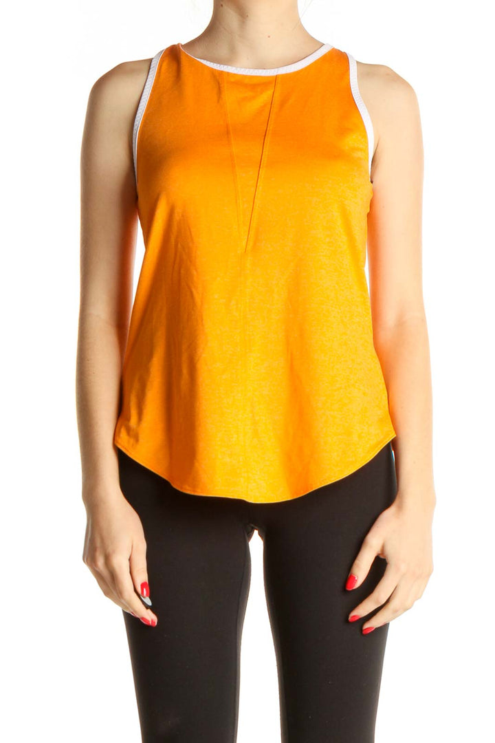 Orange Solid Activewear Tank Top