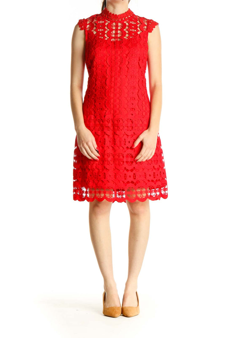 Red Lace Day Fit & Flare Dress