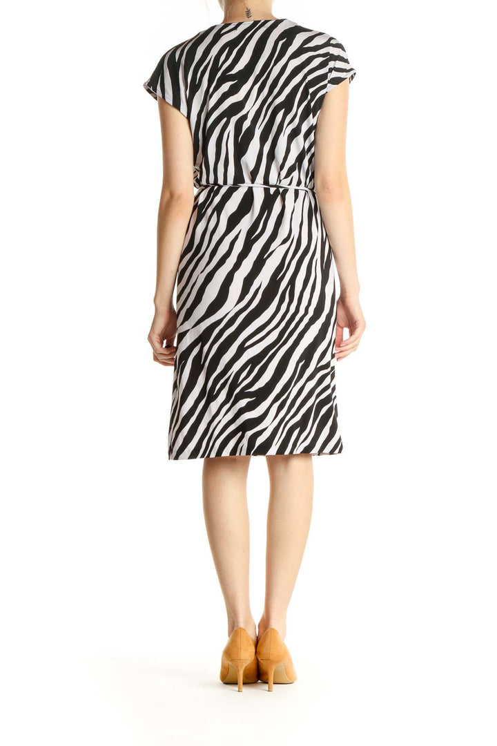 White Animal Print Cocktail Fit & Flare Dress