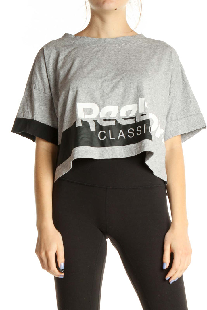 Gray Graphic Print Activewear T-Shirt