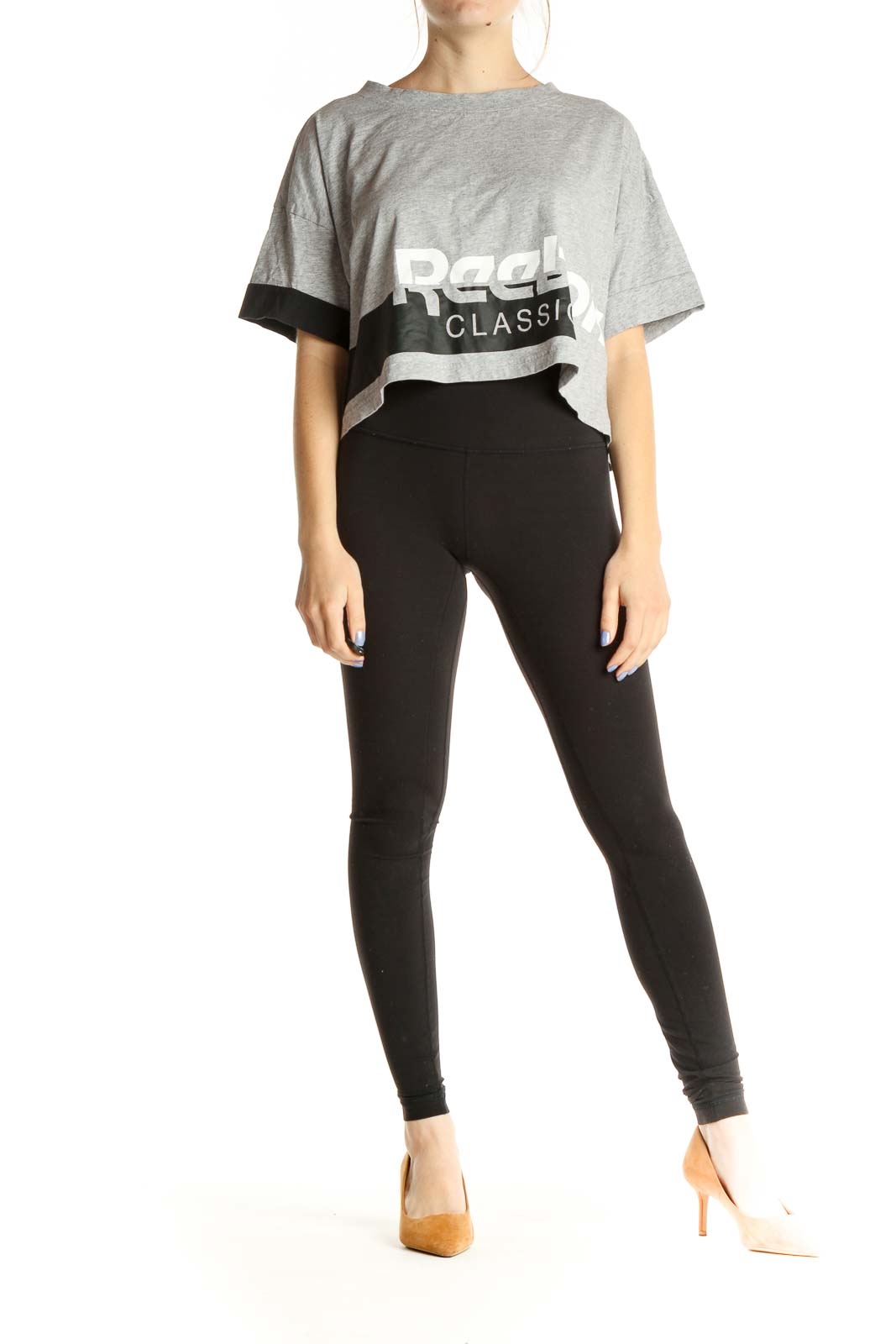 Gray Graphic Print Activewear T-Shirt