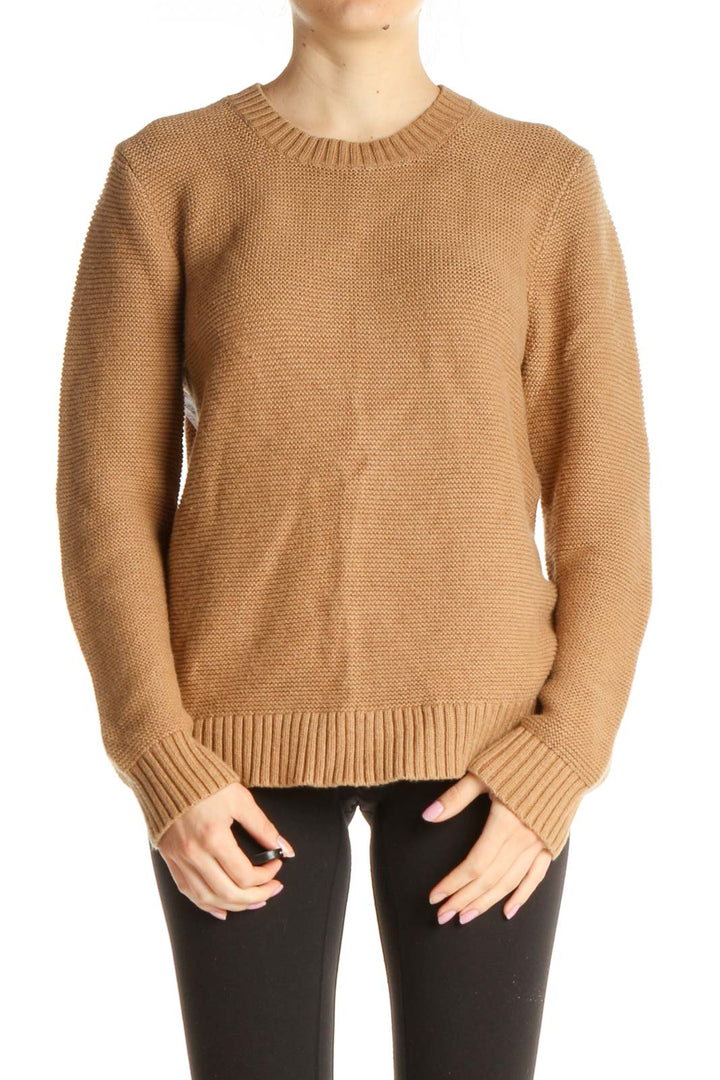 Brown Textured Classic Sweater