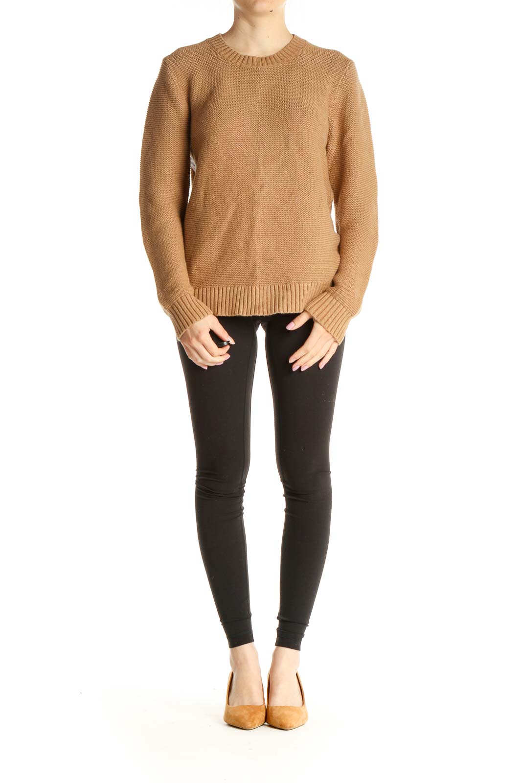 Brown Textured Classic Sweater