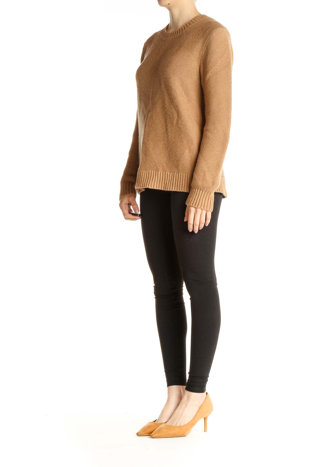 Brown Textured Classic Sweater