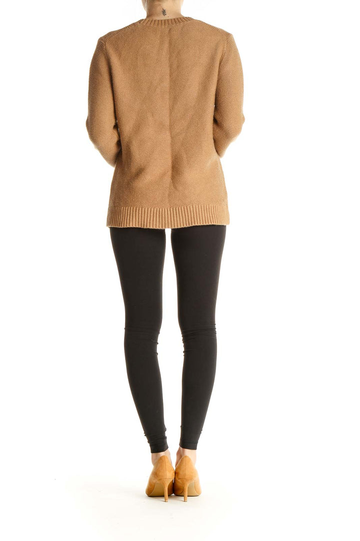 Brown Textured Classic Sweater