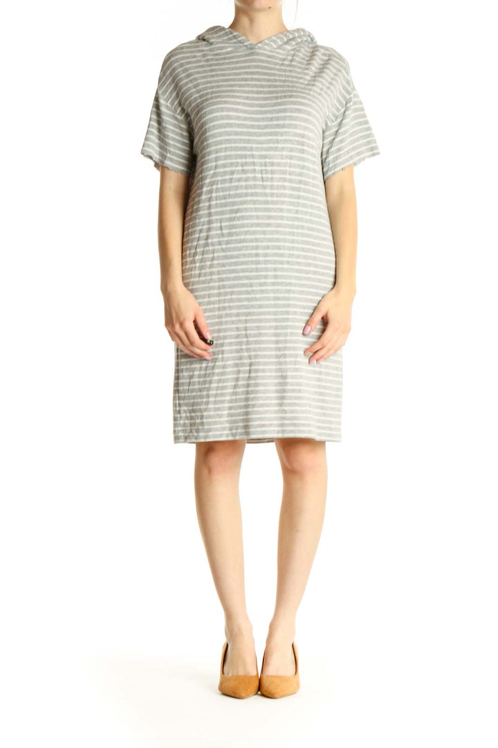 Gray Striped Classic Shift Dress