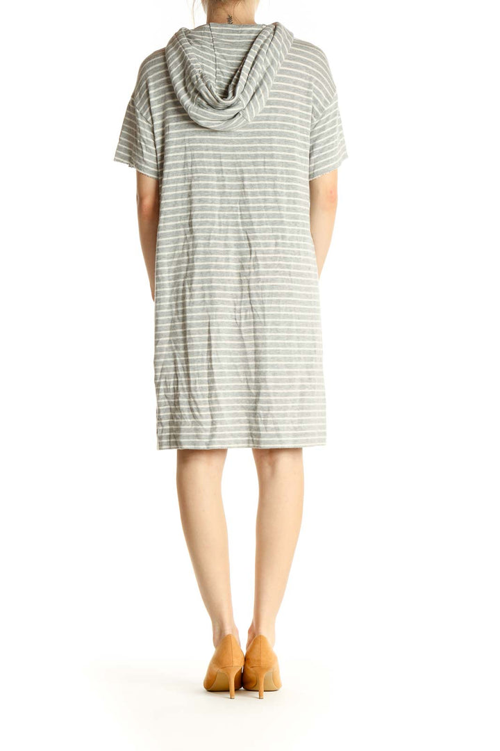 Gray Striped Classic Shift Dress