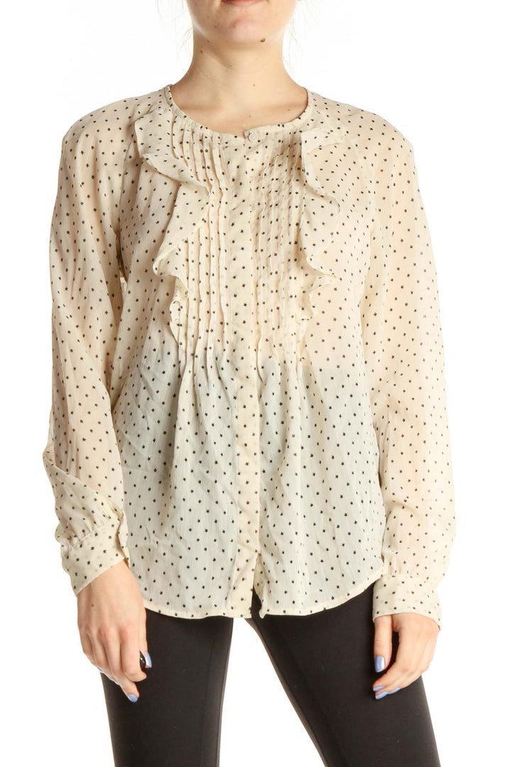 Beige Polka Dot Classic Blouse