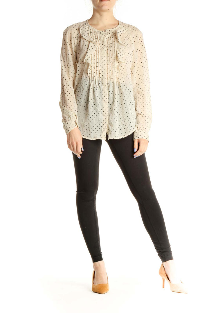 Beige Polka Dot Classic Blouse