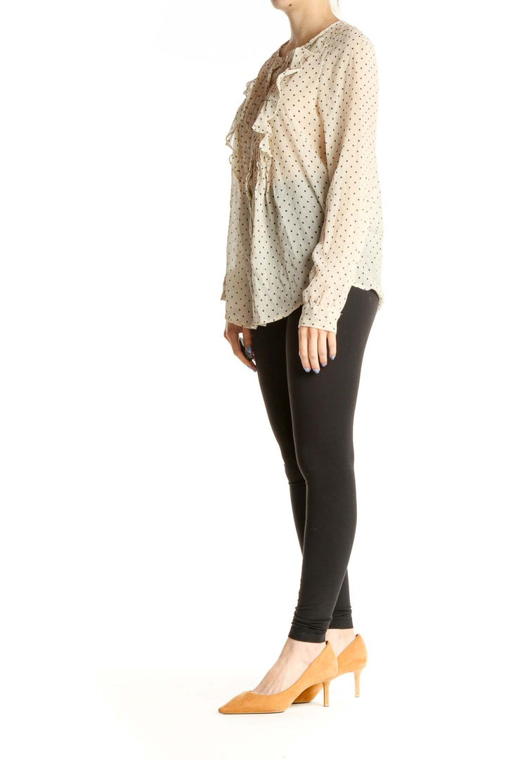 Beige Polka Dot Classic Blouse