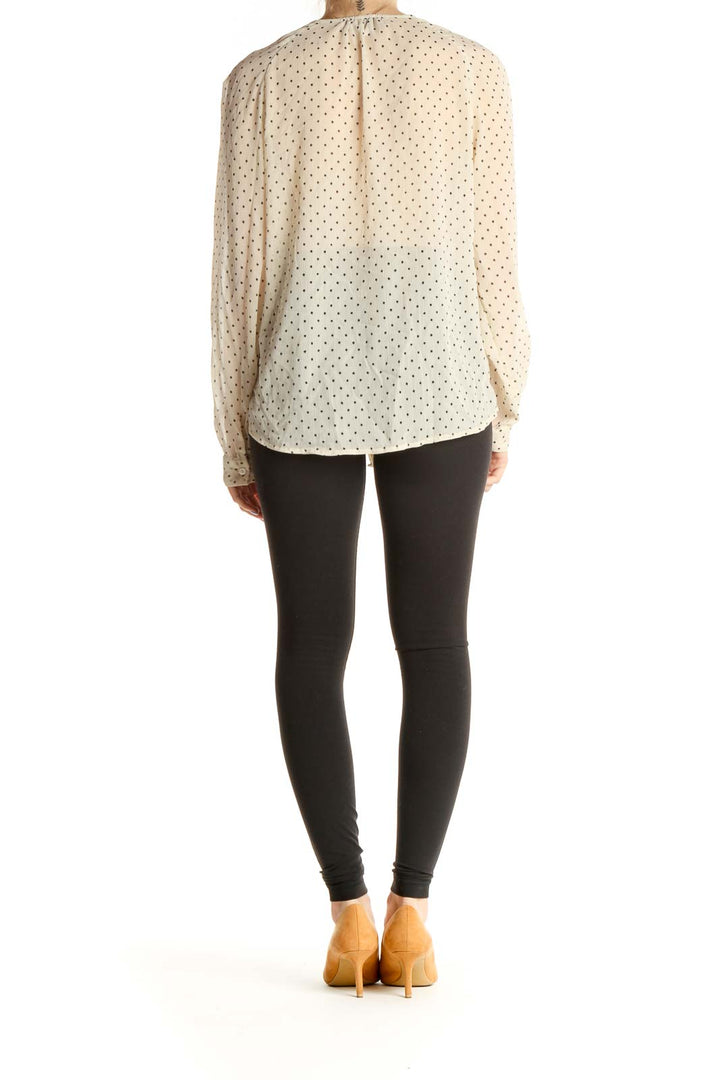 Beige Polka Dot Classic Blouse