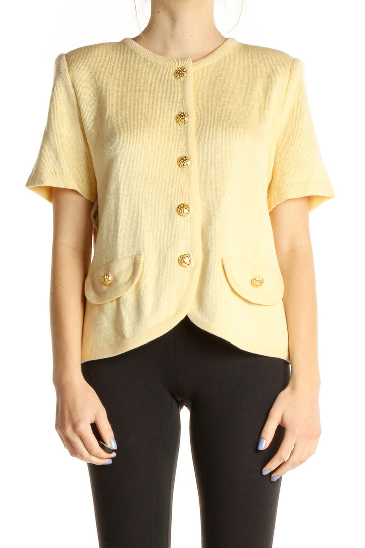 Yellow Solid All Day Wear Vintage Blouse