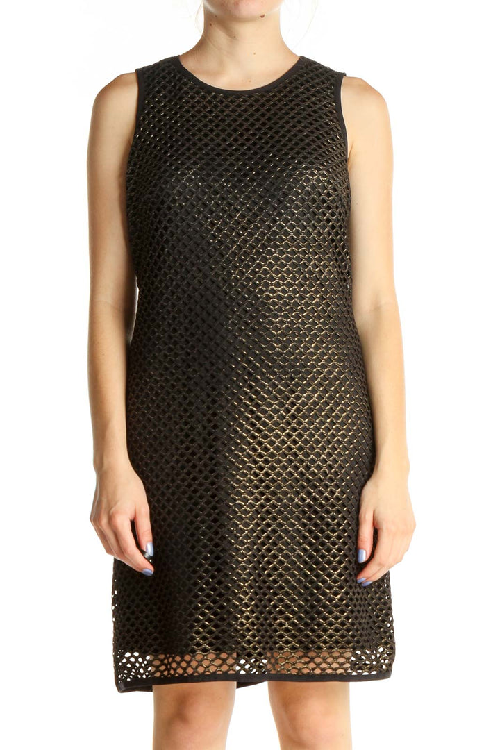 Black Textured Sheath Dress