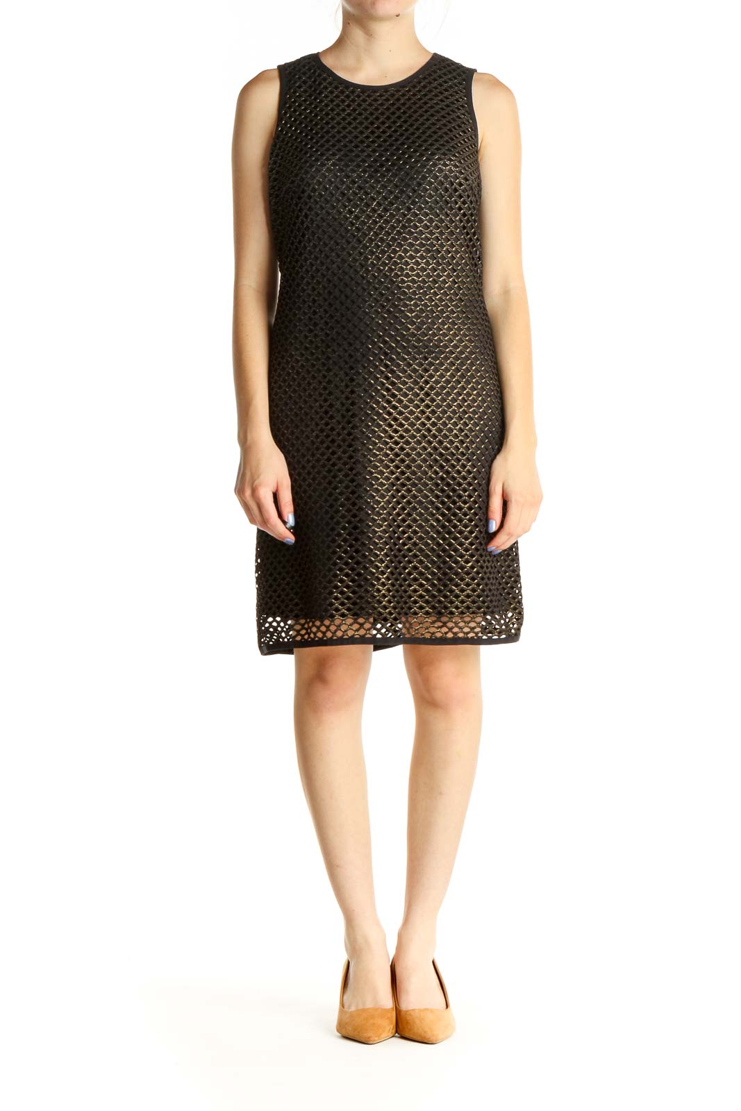 Black Textured Sheath Dress