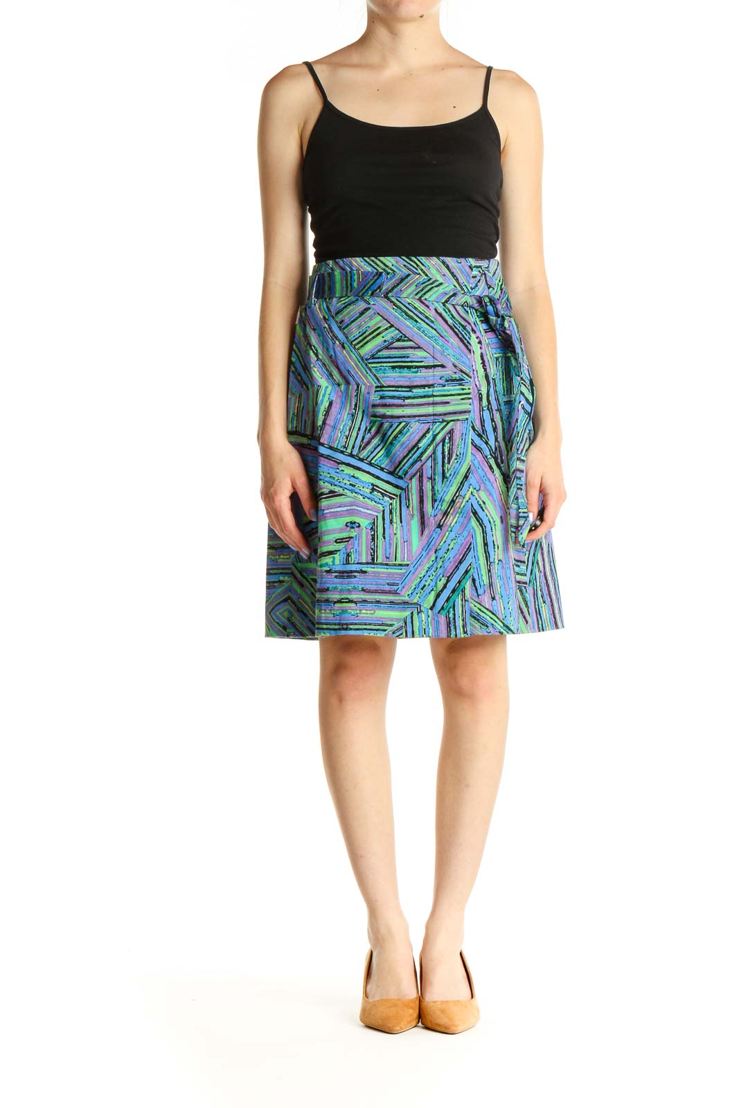 Blue Printed Brunch A-Line Skirt