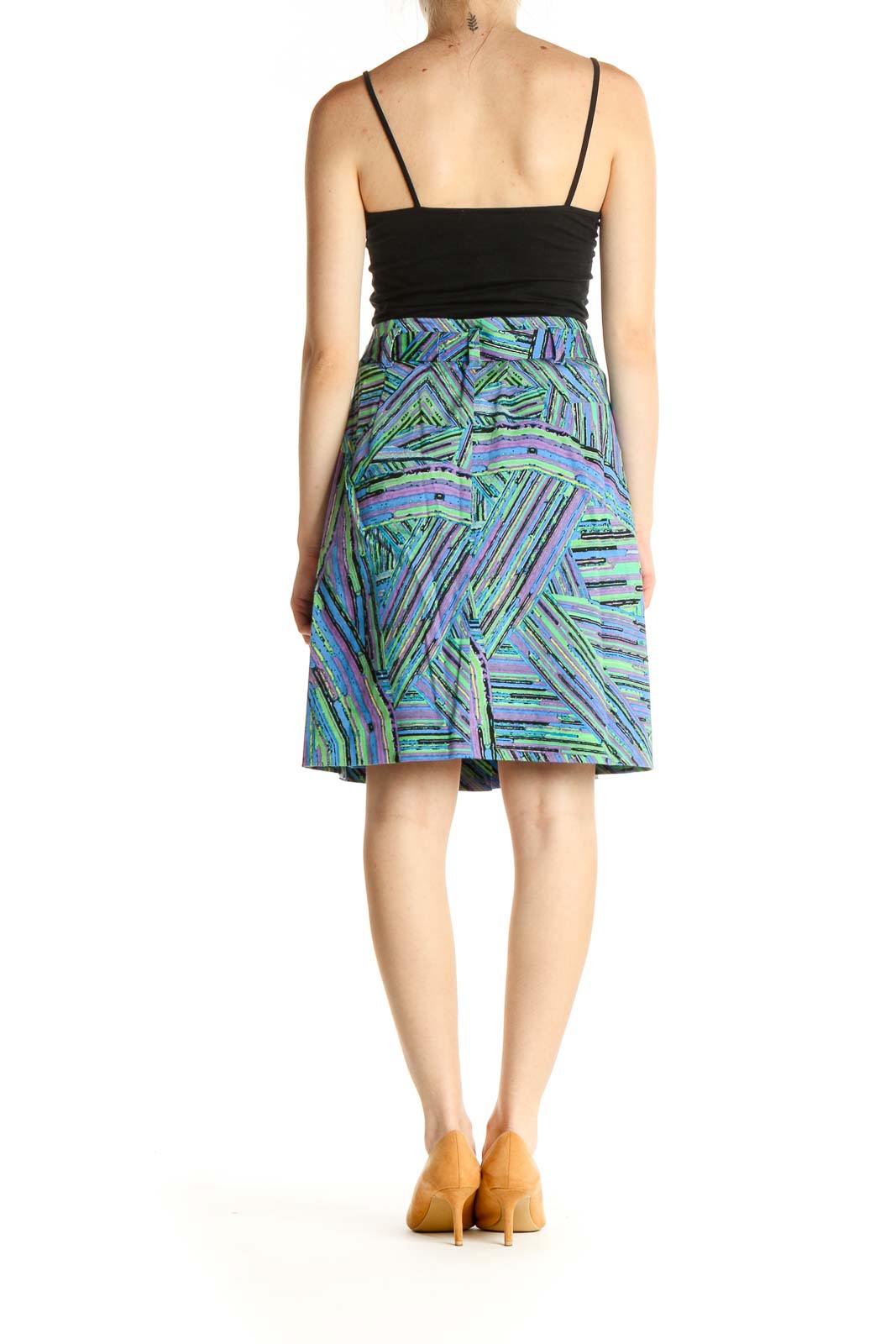 Blue Printed Brunch A-Line Skirt