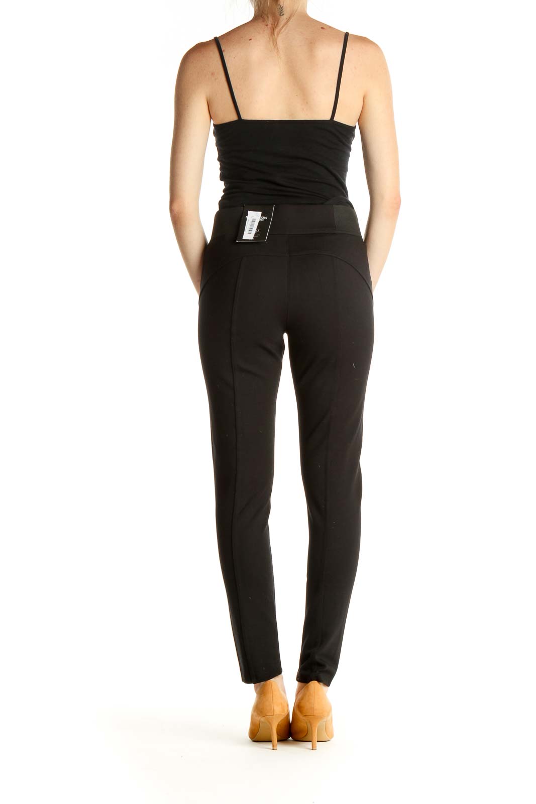 Black Solid Casual Pants