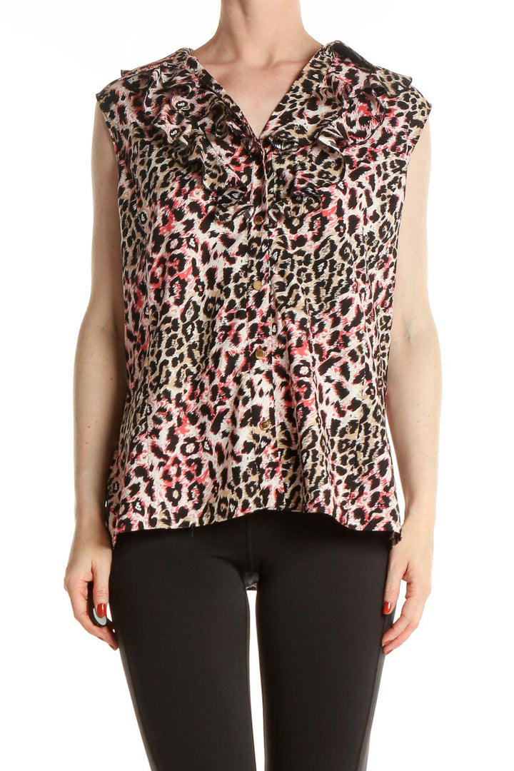 Brown Animal Print All Day Wear Blouse