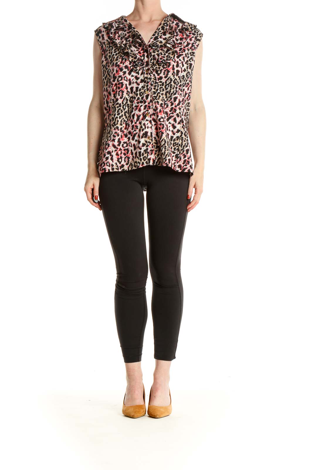 Brown Animal Print All Day Wear Blouse