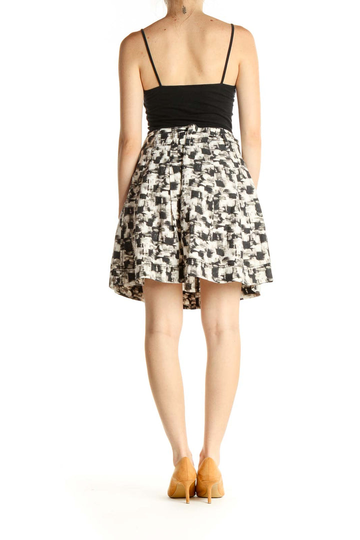 Beige Printed Brunch A-Line Skirt