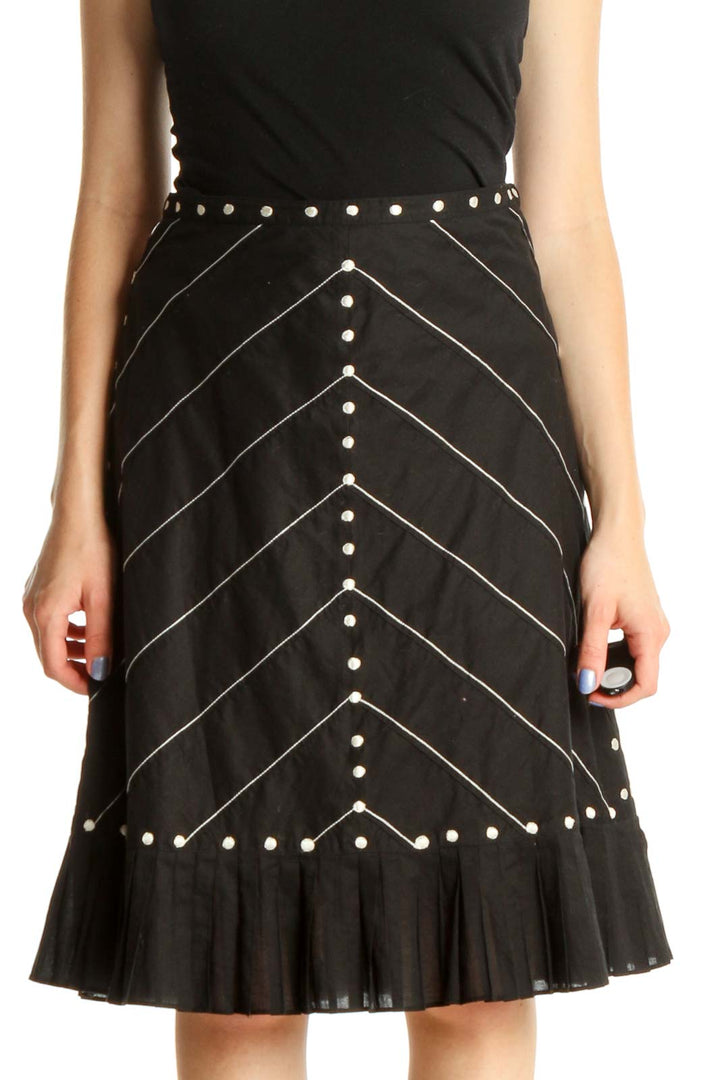 Black Printed Brunch A-Line Skirt