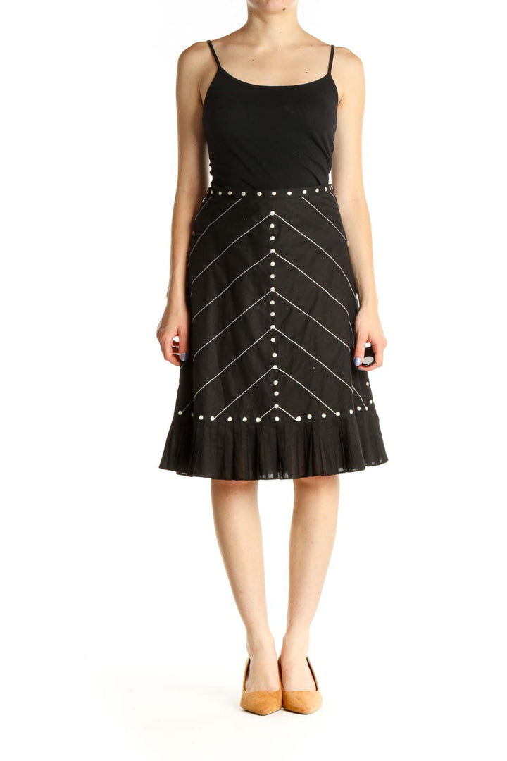 Black Printed Brunch A-Line Skirt