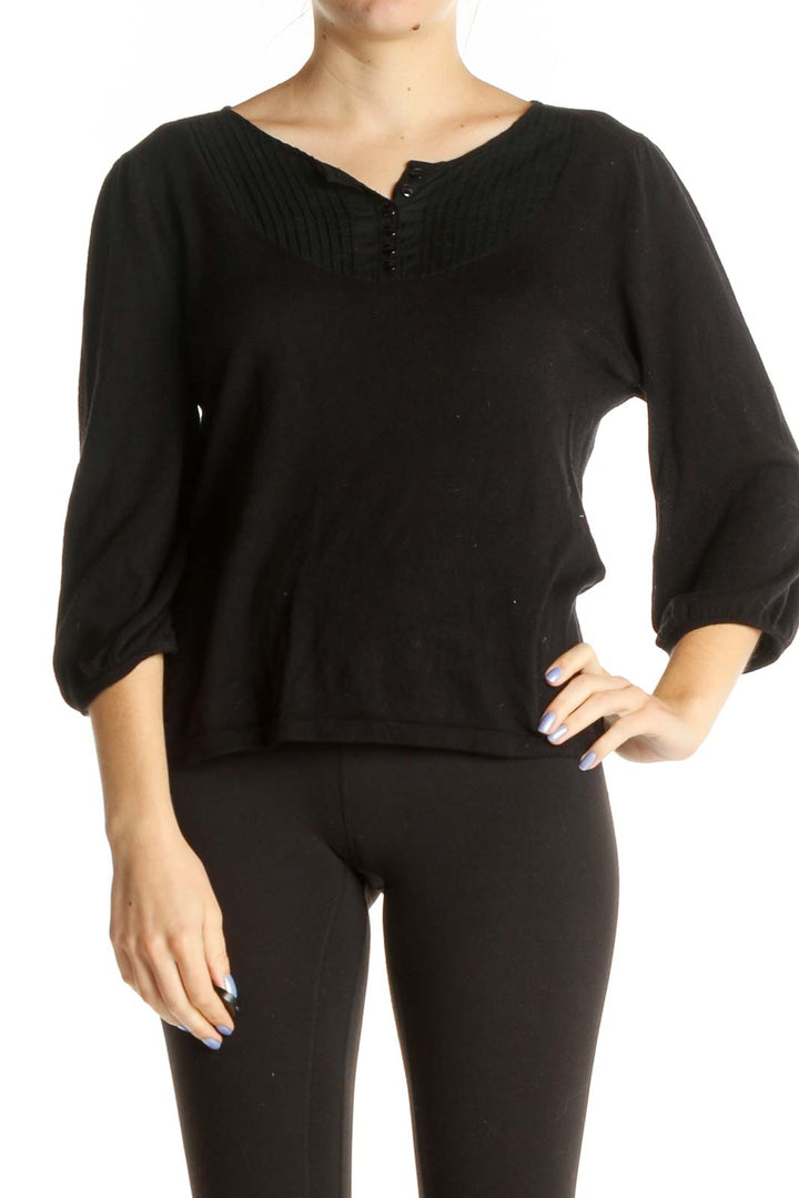 Black Solid Classic Blouse