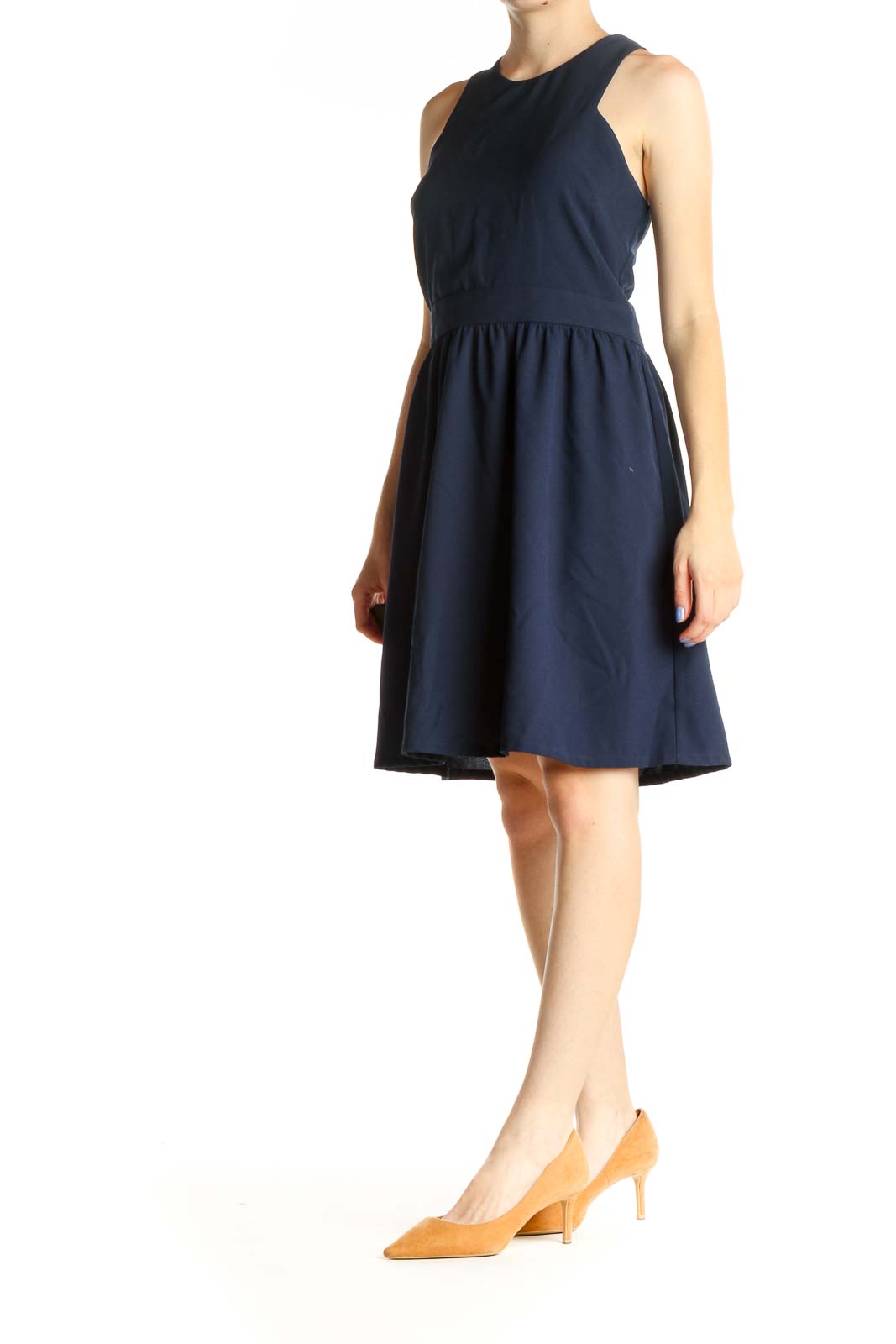 Blue Solid Classic Fit & Flare Dress