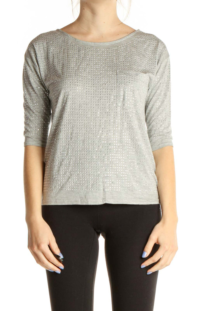 Gray Textured All Day Wear T-Shirt