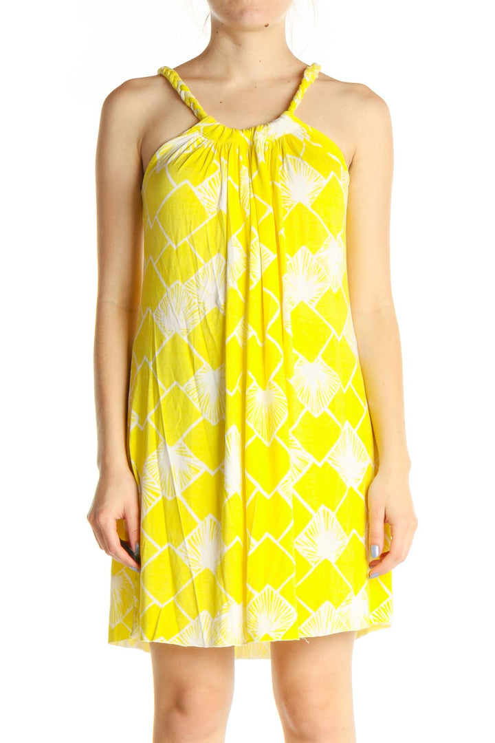 Yellow Geometric Print Holiday Sheath Dress