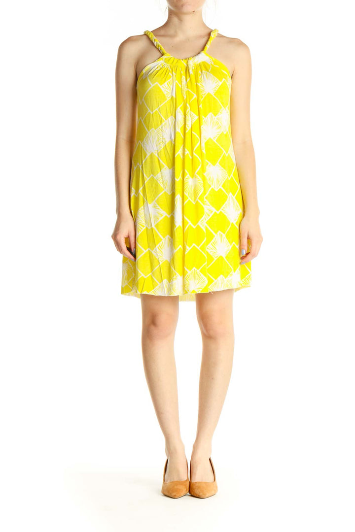 Yellow Geometric Print Holiday Sheath Dress