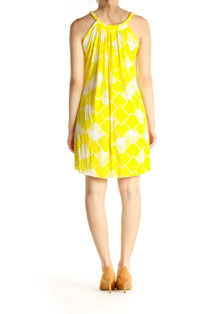 Yellow Geometric Print Holiday Sheath Dress