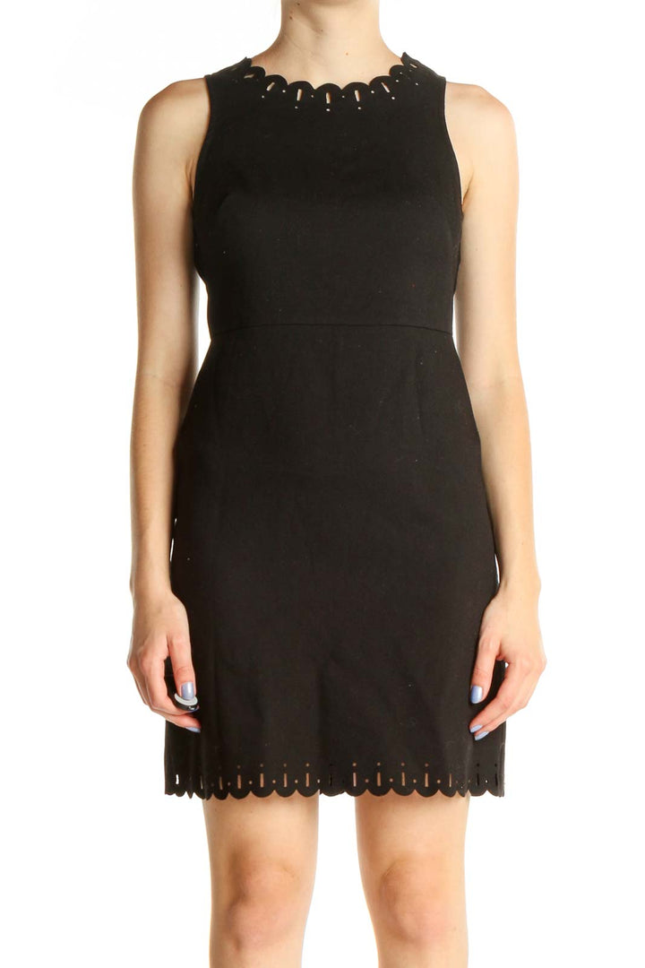 Black Solid Day Sheath Dress