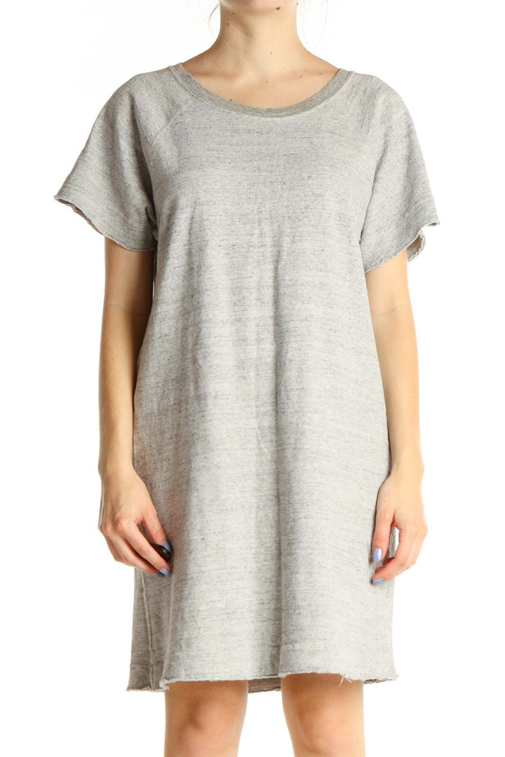 Gray Solid Day Shift Dress