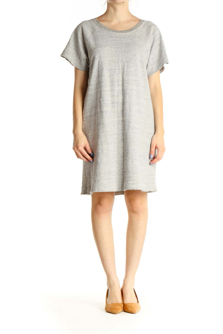 Gray Solid Day Shift Dress